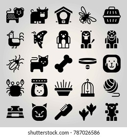 Animals vector icon set. chicken, cat food, bear and cheetah