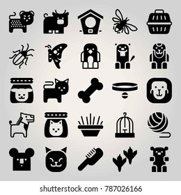 Animals vector icon set. donkey, cat, bird house and bear