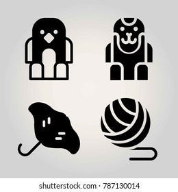 Animals vector icon set. ray, ball, ape and bird
