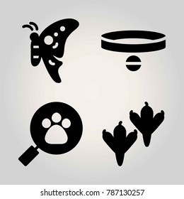 Animals vector icon set. search, bird, collar and butterfly