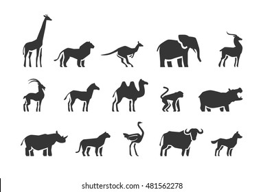 Animals vector icons set