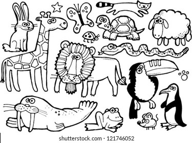 Animals vector illustration set