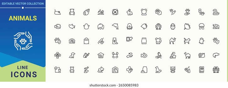 Animals vector line icon set. Puppy line icon set. Icons for application. It contains symbols to pet, pets, animal, puppy. Editable stroke.