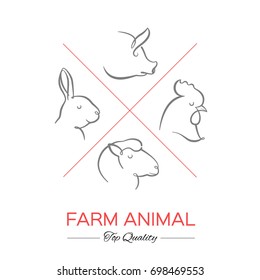 animals vector line icons set 