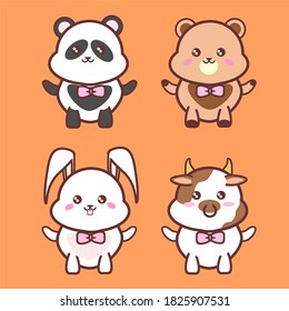 Animals Vector with Pink Background