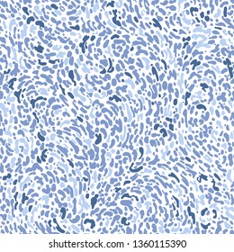 Animals Vector seamless Faux Leopard Skin Pattern with blue spots on white background. Vector illustration animal repeat surface pattern