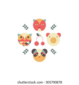 Animals vector set. Funny and geometric shapes. 