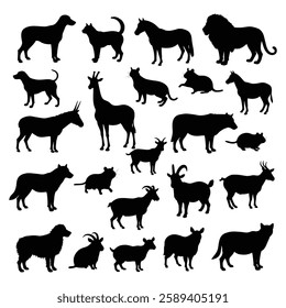 A animals Vector and silhouette illustration with white background