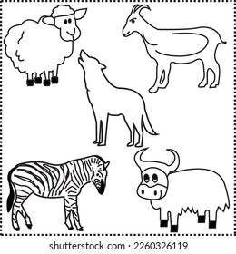 Animals vector zebra goat wolf sheep yak 
pictures animal pictures for kids and for relevant uses
