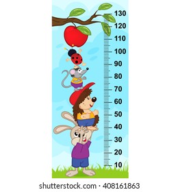 animals want to pick apple from the branch  (in original proportions 1:4)- vector illustration, eps 