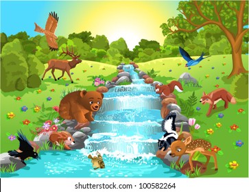 animals at the water