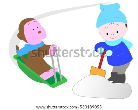 The animals which are idle by a sled.