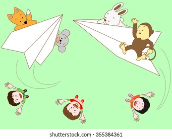 The animals which are idle with a paper airplane.