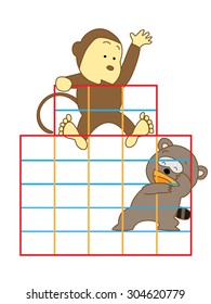 The animals which are idle in a playground equipment happily