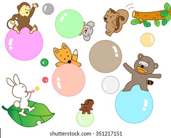The animals which are idle with soap bubbles.