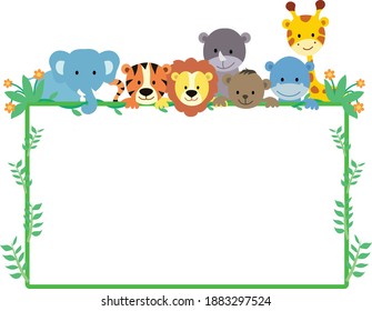 Animals with White Banner stock illustration