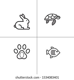 Animals wild and pets lineal icon set