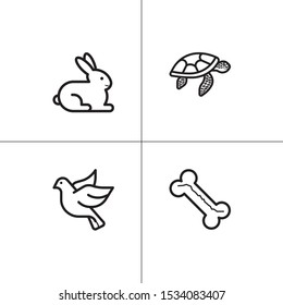 Animals wild and pets lineal icon set