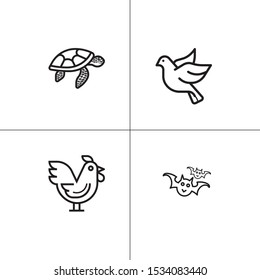 Animals wild and pets lineal icon set