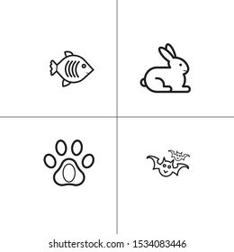 Animals wild and pets lineal icon set