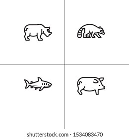 Animals wild and pets lineal icon set