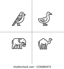 Animals wild and pets lineal icon set