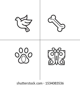 Animals wild and pets lineal icon set