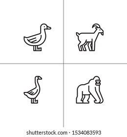 Animals wild and pets lineal icon set