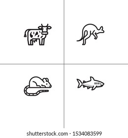 Animals wild and pets lineal icon set