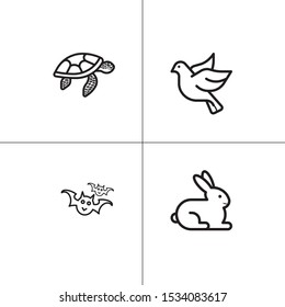 Animals wild and pets lineal icon set