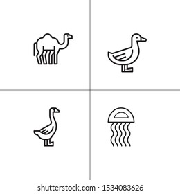 Animals wild and pets lineal icon set
