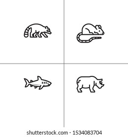 Animals wild and pets lineal icon set