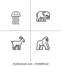 Animals wild and pets lineal icon set