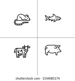Animals wild and pets lineal icon set