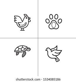 Animals wild and pets lineal icon set