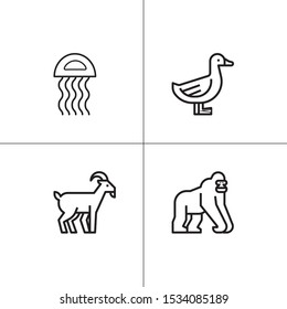 Animals wild and pets lineal icon set