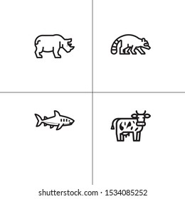 Animals wild and pets lineal icon set
