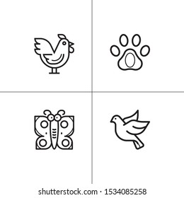 Animals wild and pets lineal icon set