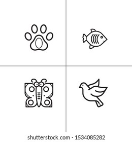 Animals wild and pets lineal icon set