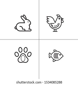 Animals wild and pets lineal icon set