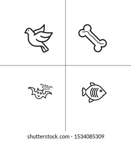 Animals wild and pets lineal icon set