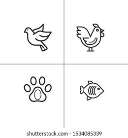 Animals wild and pets lineal icon set
