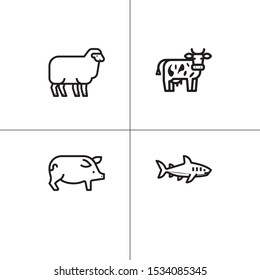 Animals wild and pets lineal icon set