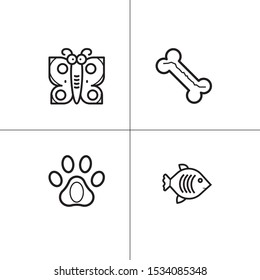Animals wild and pets lineal icon set