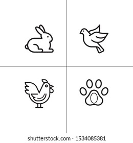 Animals wild and pets lineal icon set