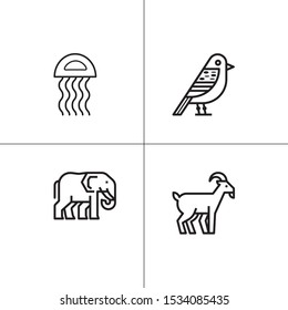 Animals wild and pets lineal icon set