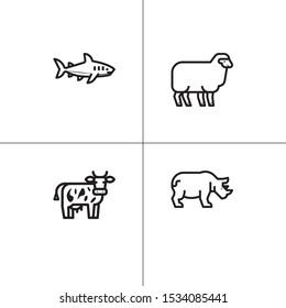 Animals wild and pets lineal icon set