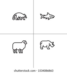 Animals wild and pets lineal icon set