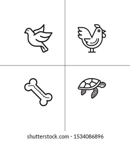 Animals wild and pets lineal icon set