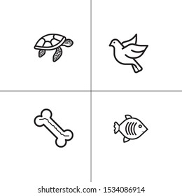 Animals wild and pets lineal icon set